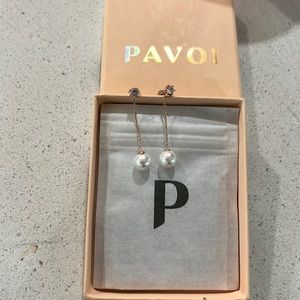Rose gold drop pearl earrings, BRAND NEW IN PACKAGE. NEVER WORN